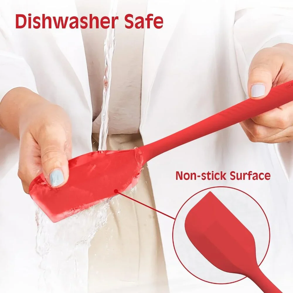 6 Heat Resistant Red Food Scraper Nonstick Cookware Kitchen for Baking